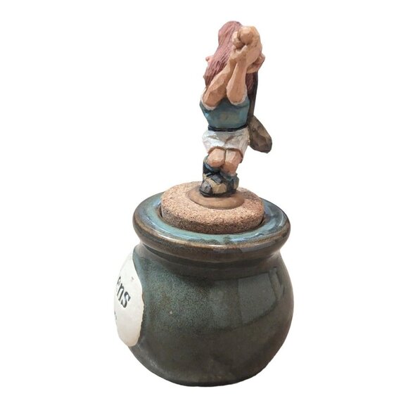 Jar With Cork Lid Tumbleweed Pottery Green Fees Teal USA Handcrafted Golf Golfer - Picture 8 of 16